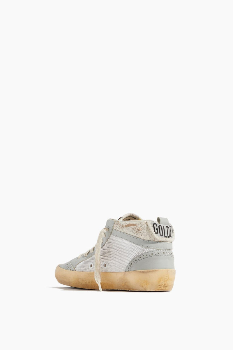 Mid Star Net and Vintage Leather Sneaker in White/Beige/Light Grey 3