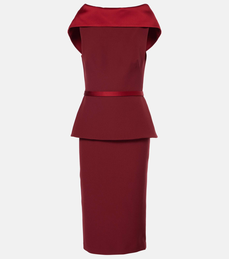Rella draped peplum heavy crêpe midi dress - 1