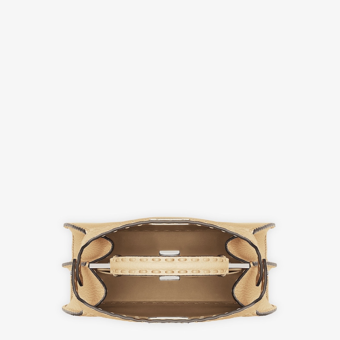 Iconic small Peekaboo ISeeU bag, made of sand-color Cuoio Romano leather, finished by hand with matc - 4