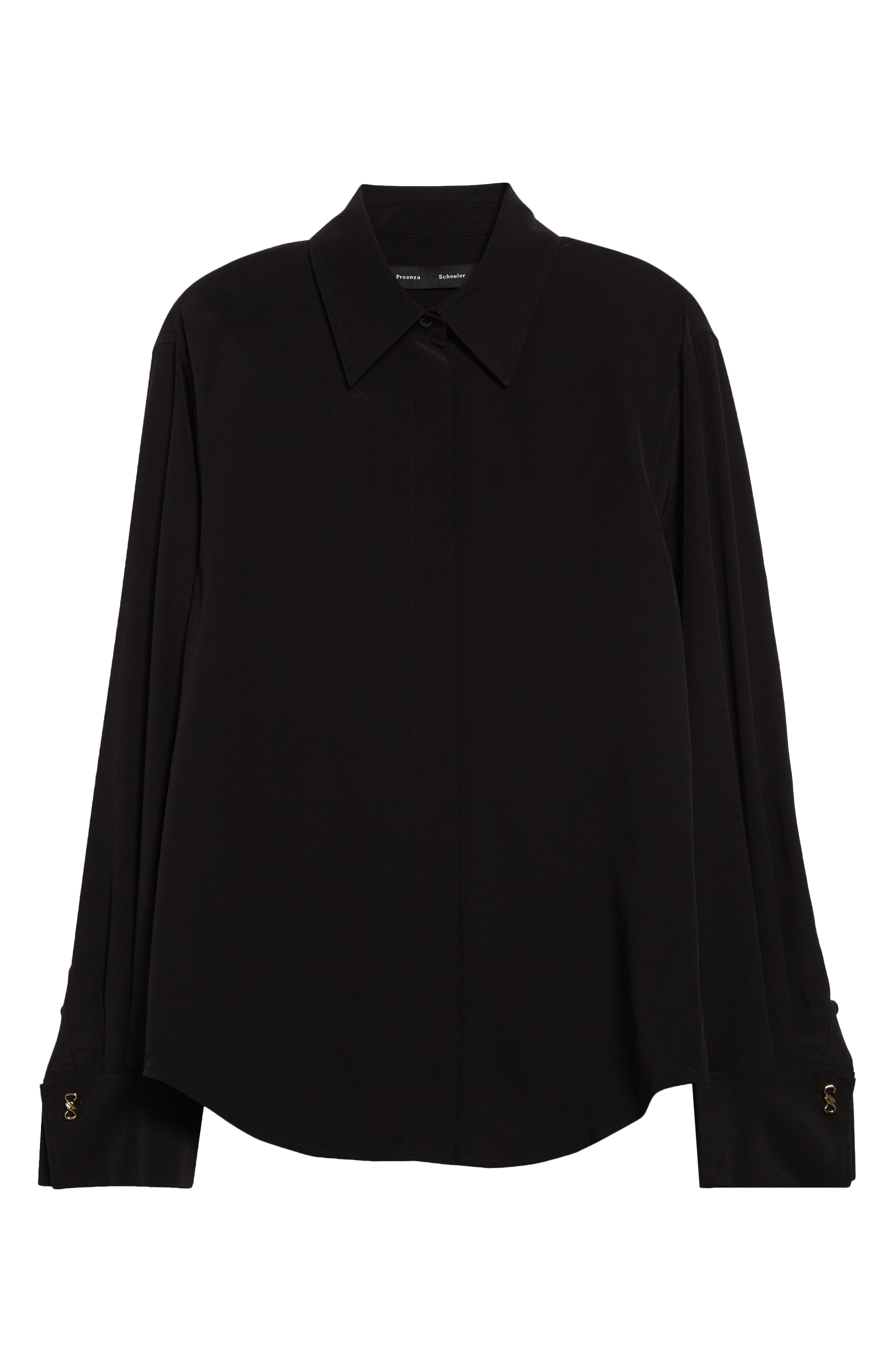 Proenza Schouler Arabella Silk Button-Up Shirt in Black at Nordstrom - 6