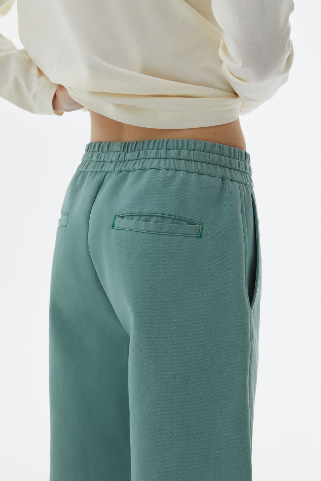 SAGE GREEN ELASTIC PANTS - 5