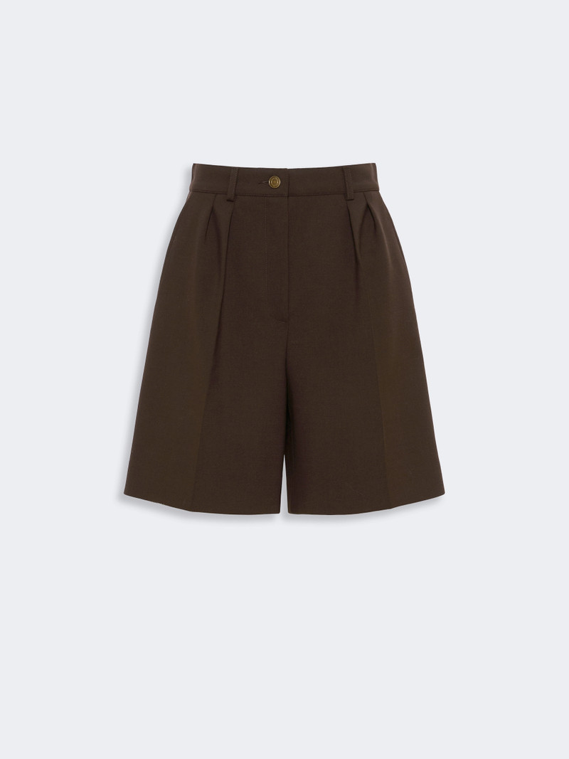 SAUNA Double woollen cloth Bermuda shorts - DARK BROWN 1