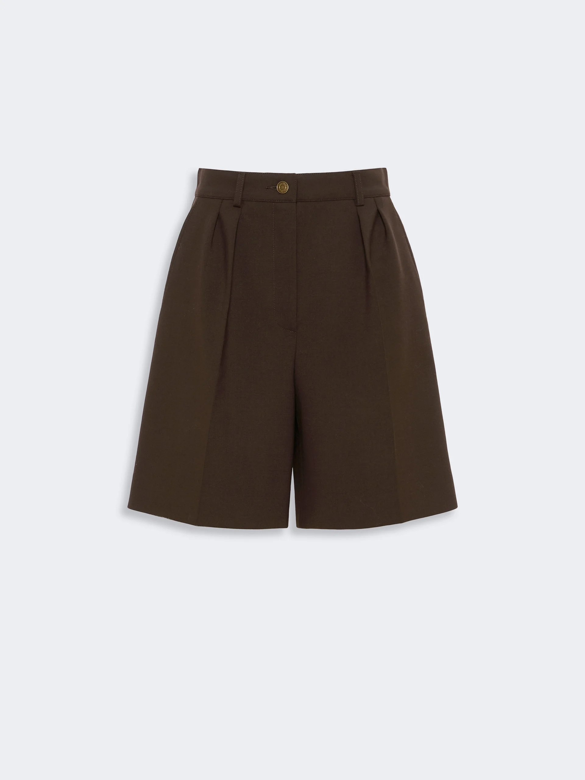 SAUNA Double woollen cloth Bermuda shorts - DARK BROWN - 1