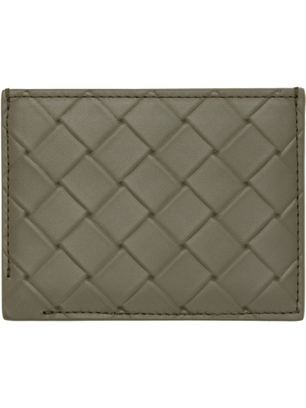Khaki Intrecciato Stamp Credit Card Holder - 1