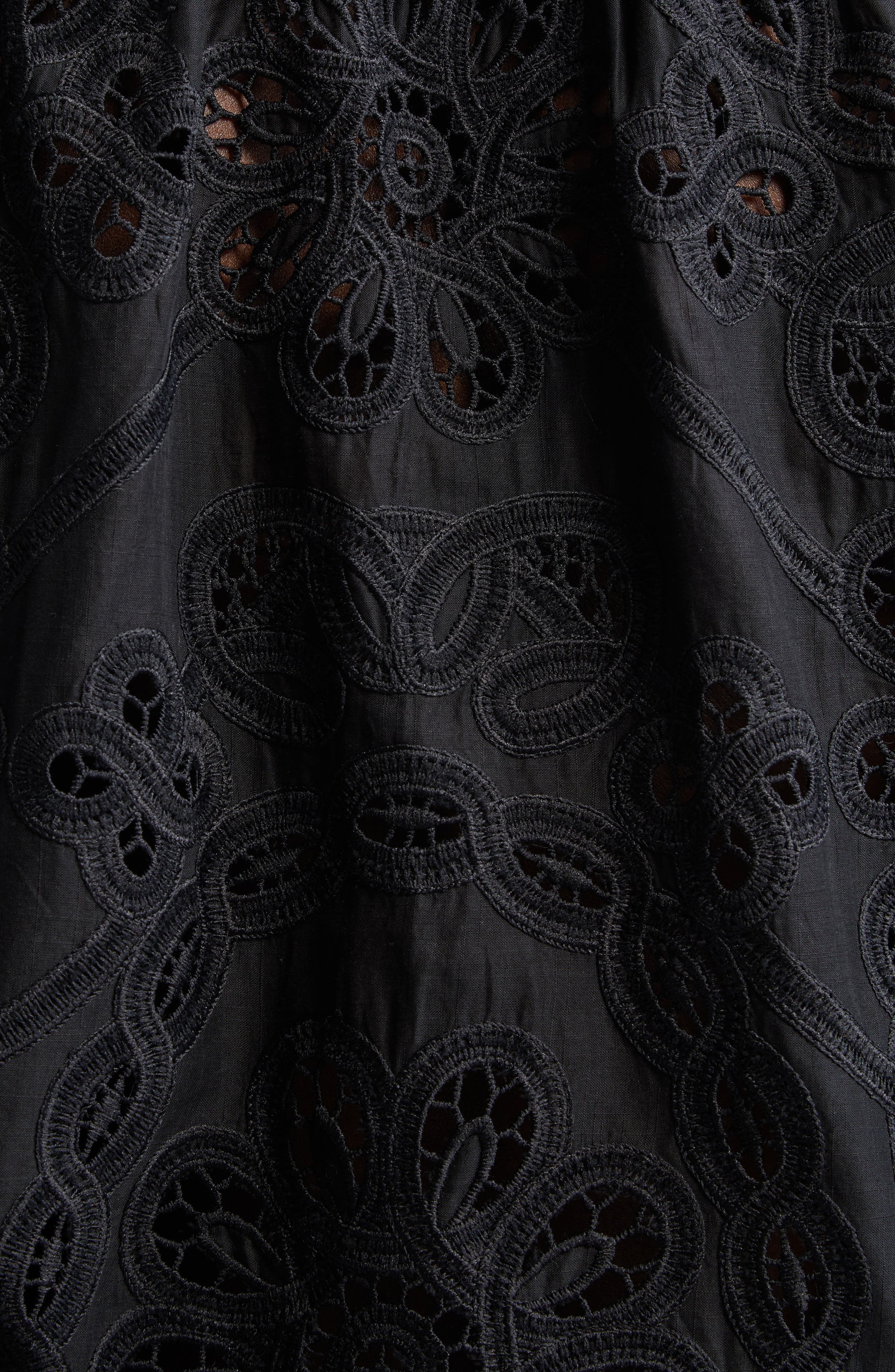 Zimmermann Rhiannon Guipure Lace Trim Cotton Shirt in Black at Nordstrom - 7