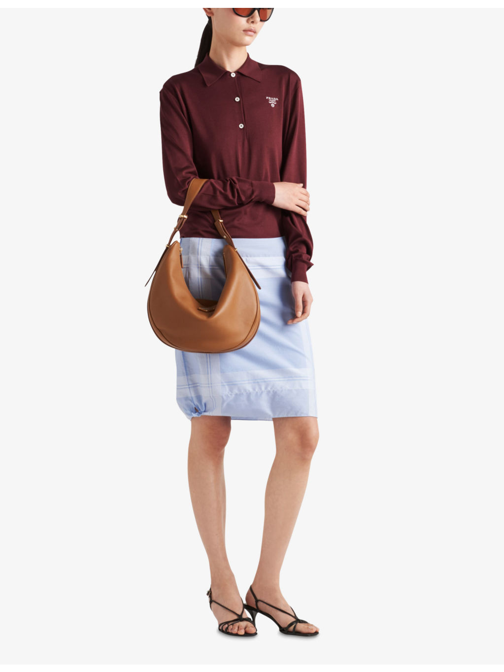 Logo-embroidered high-rise checked cotton mini skirt - 2