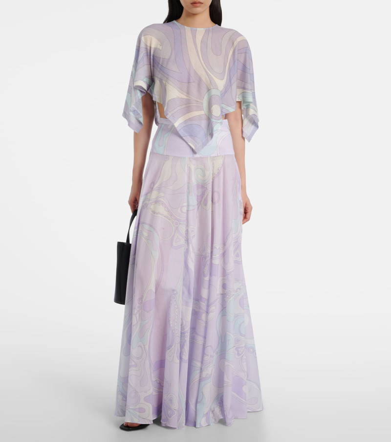 PUCCI Orchidee asymmetric wool-blend crop top outlook