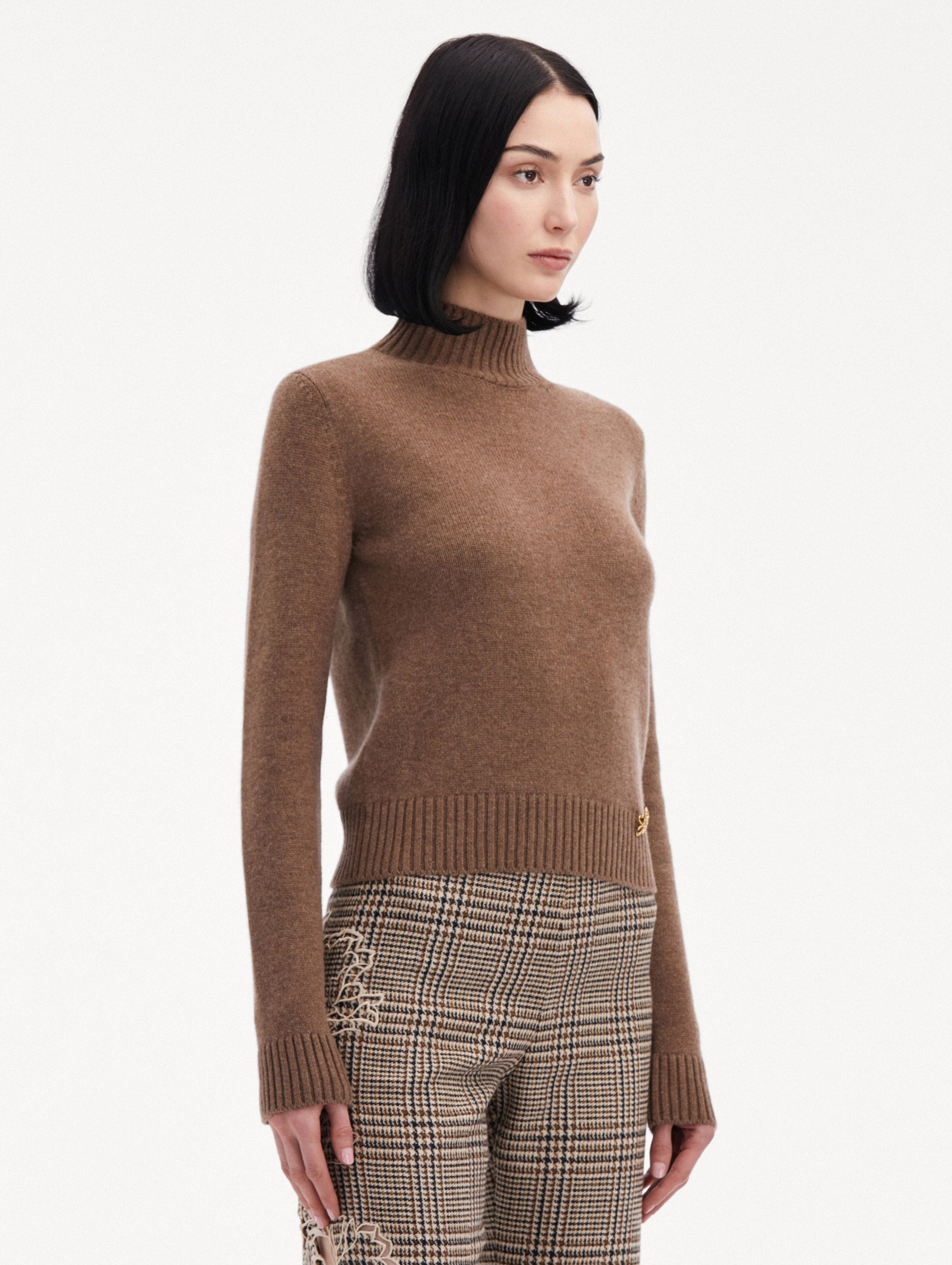 O FLOWER MOCK NECK CASHMERE PULLOVER - 5