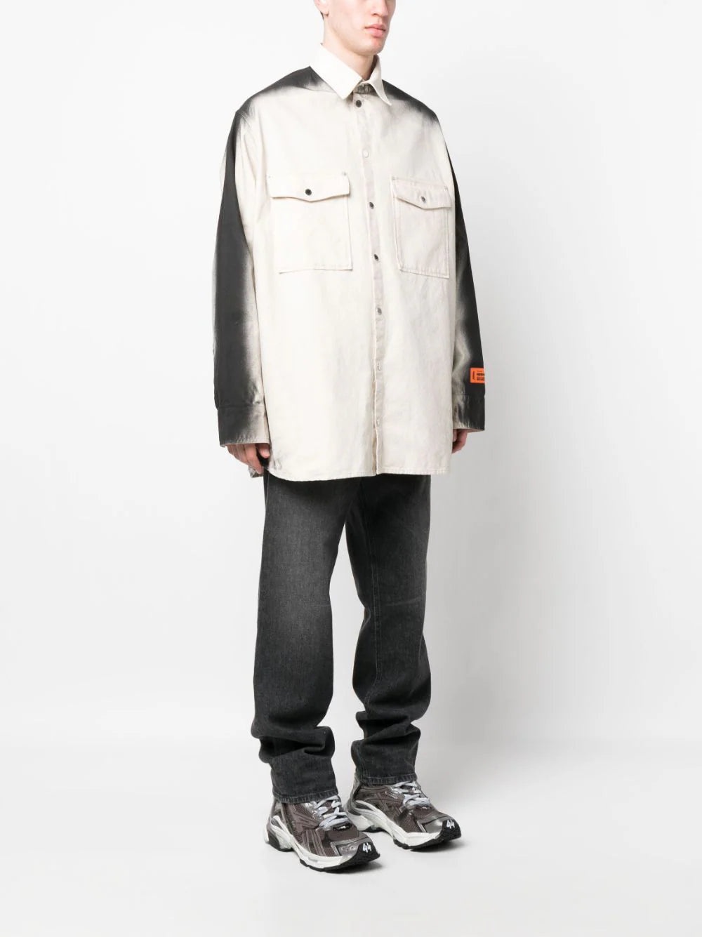 FADED-EFFECT LOGO-PATCH SHIRT - 3