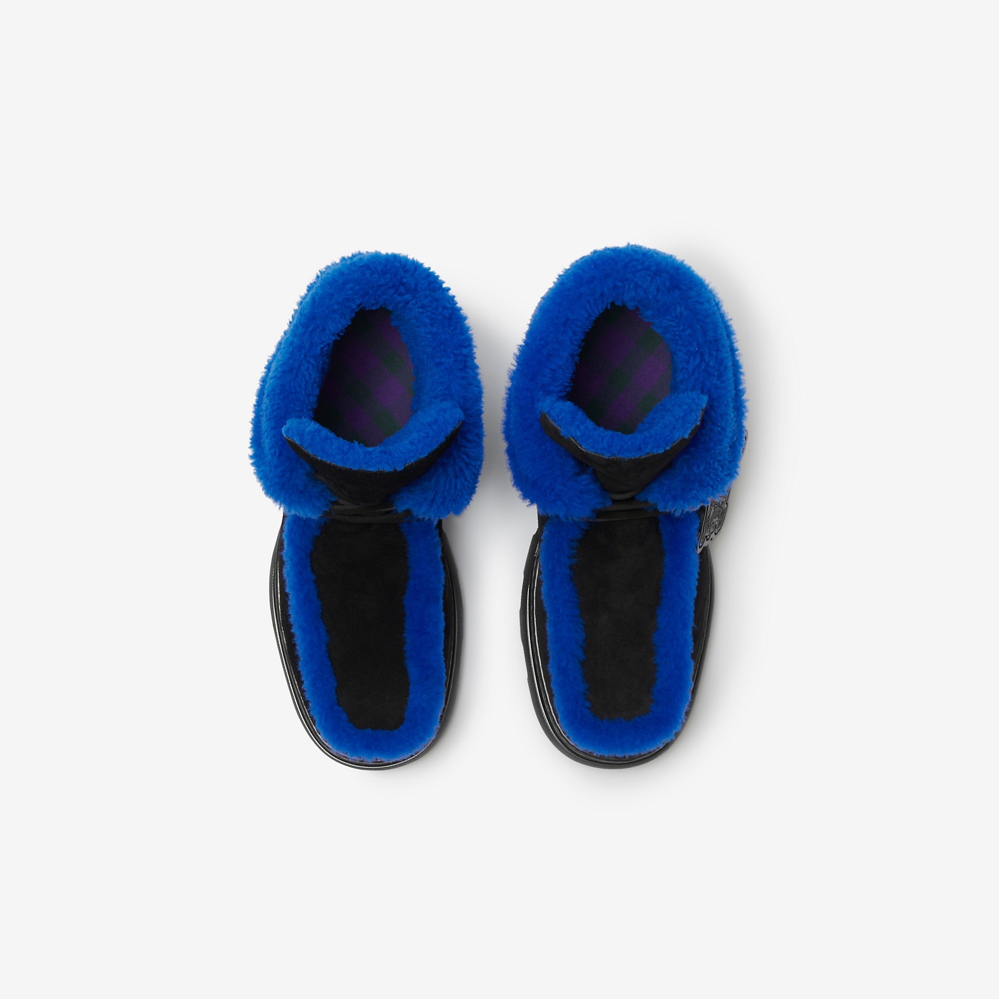 Suede and Shearling Creeper Boots - 4