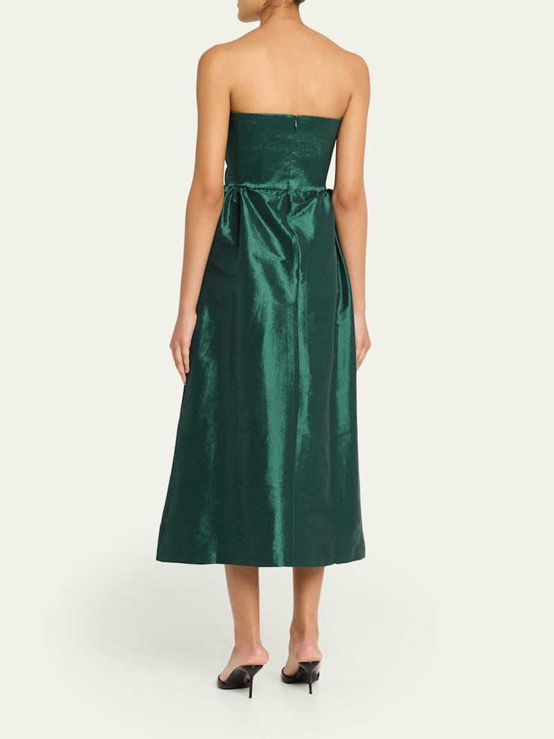 KIKA VARGAS Rose Twisted Strapless Taffeta Midi Dress outlook