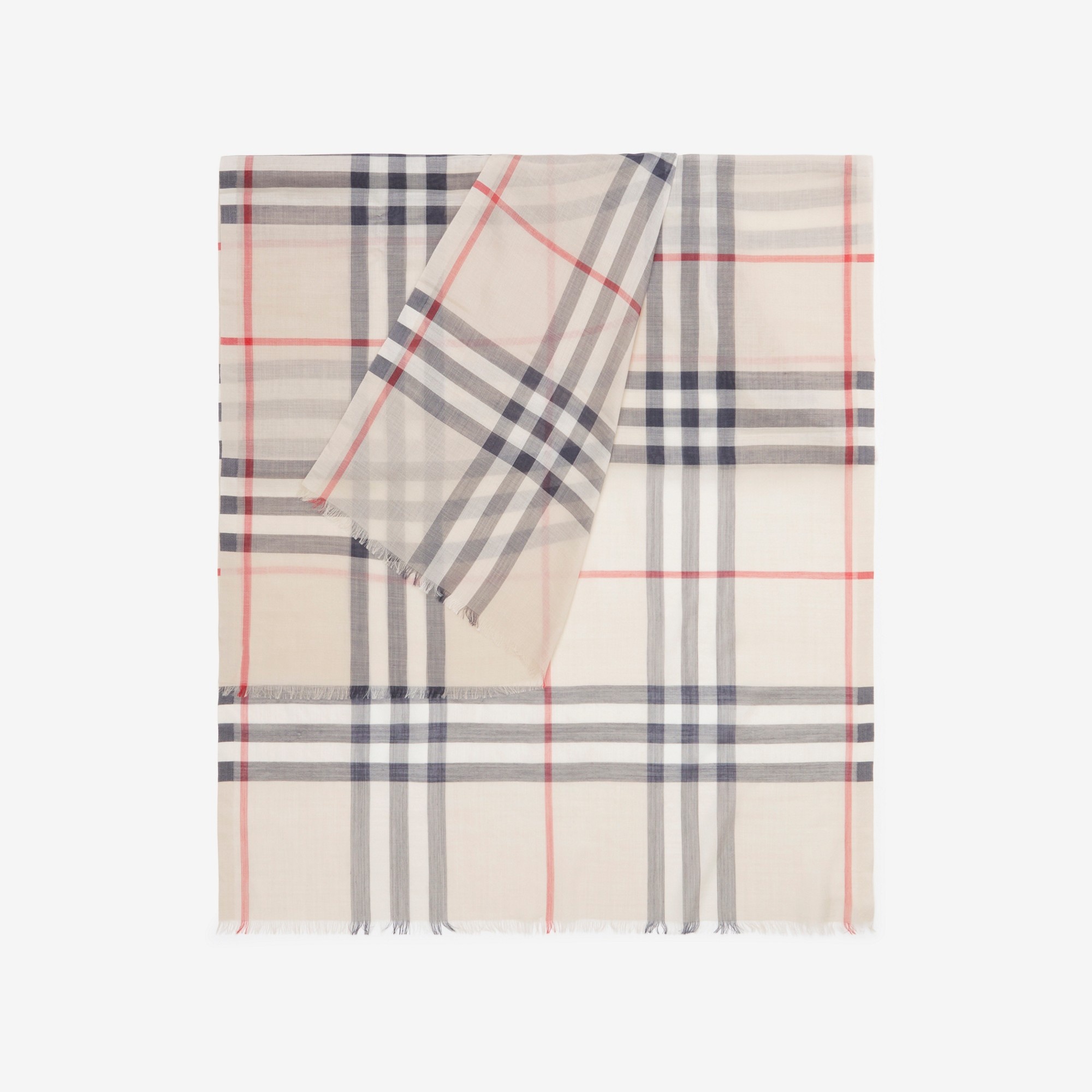 Check Lightweight Wool Silk Scarf - 3
