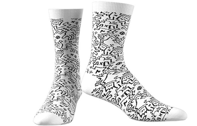 adidas neo x Crossover Graffiti Pattern Casual Socks Unisex One Pair White HC7209 - 3