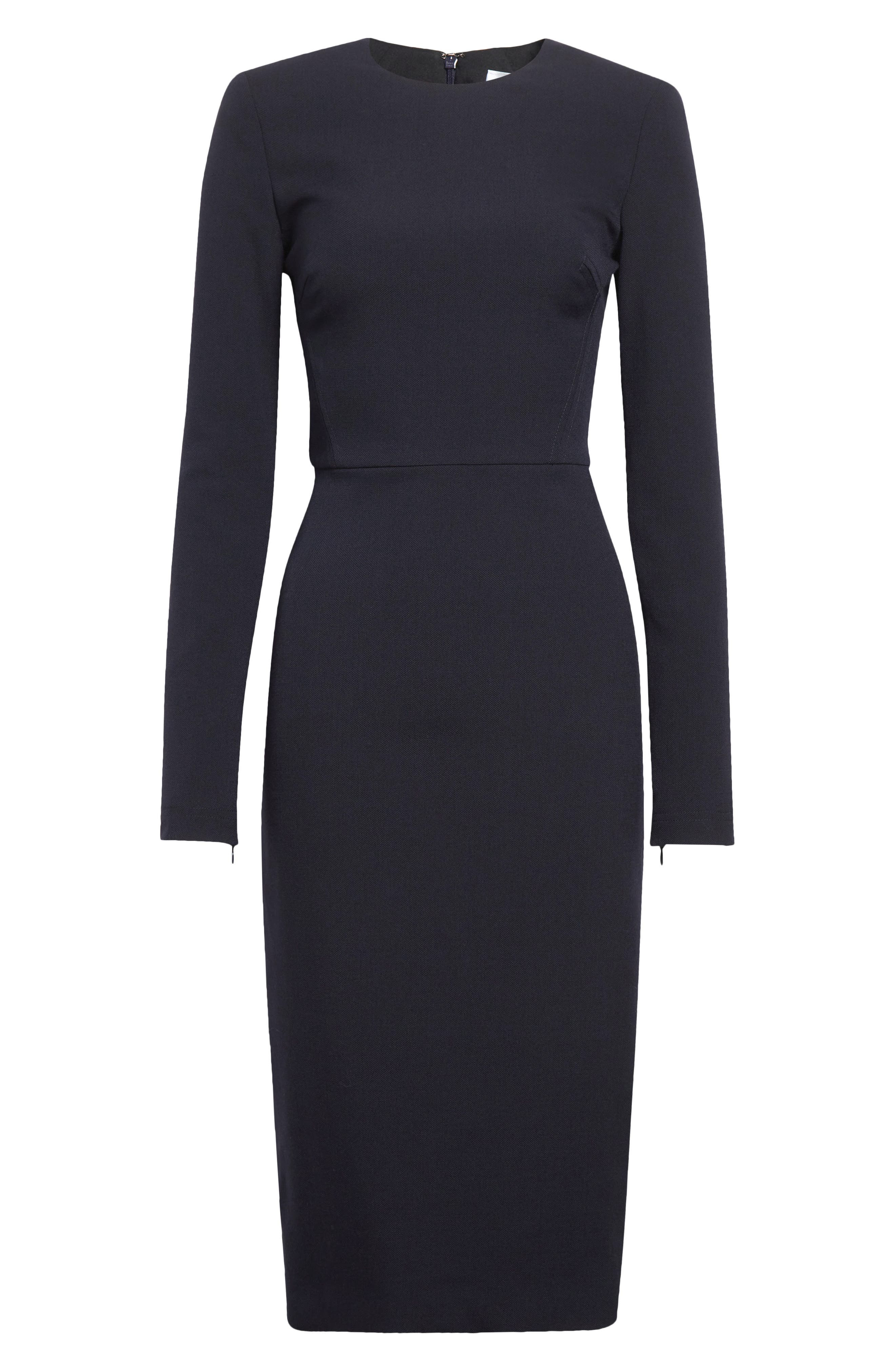 Victoria Beckham Long Sleeve Wool Blend T-Shirt Dress in Navy at Nordstrom - 5