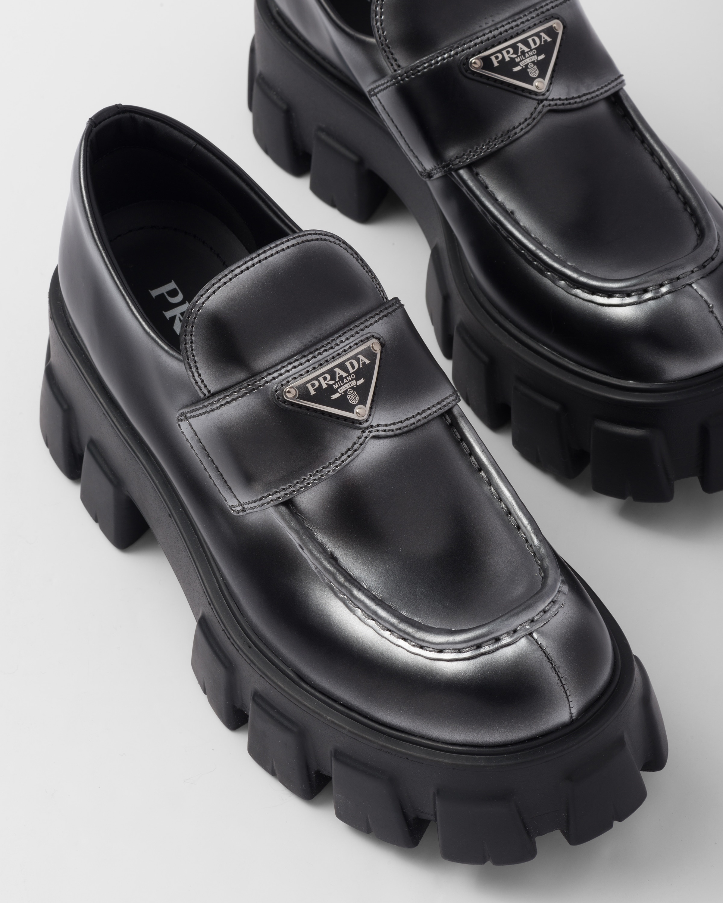 Monolith ombré brushed leather loafers - 6