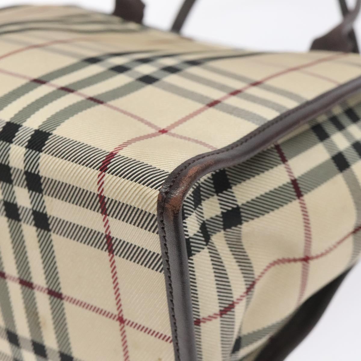 Burberry Nova Check Hand Bag Nylon Leather Beige Silver - 14