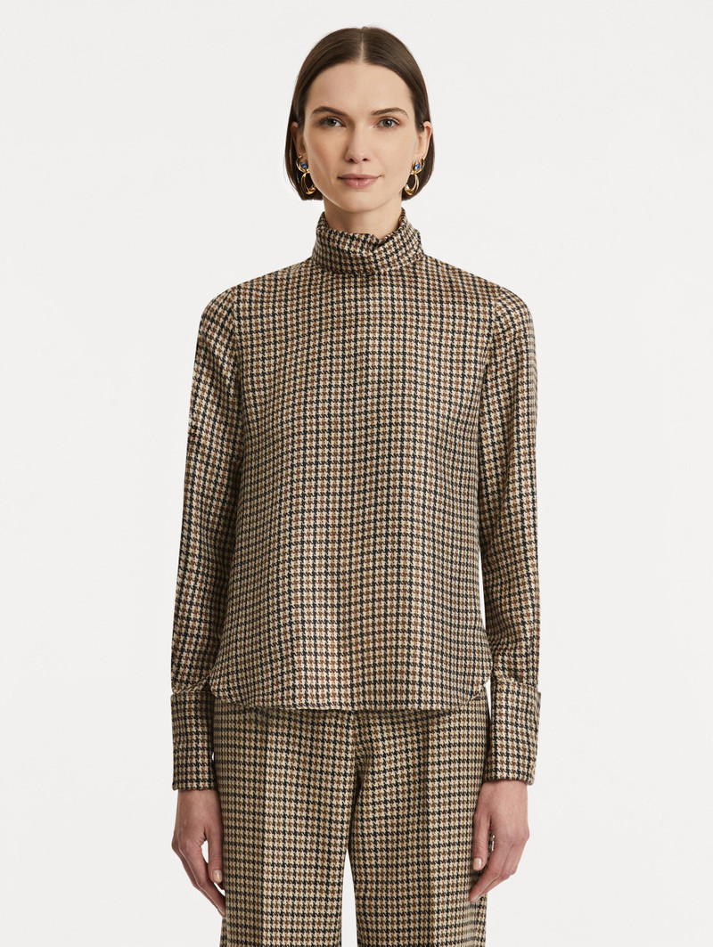 Oscar de la Renta PIED DE POULE SILK TWILL BLOUSE outlook