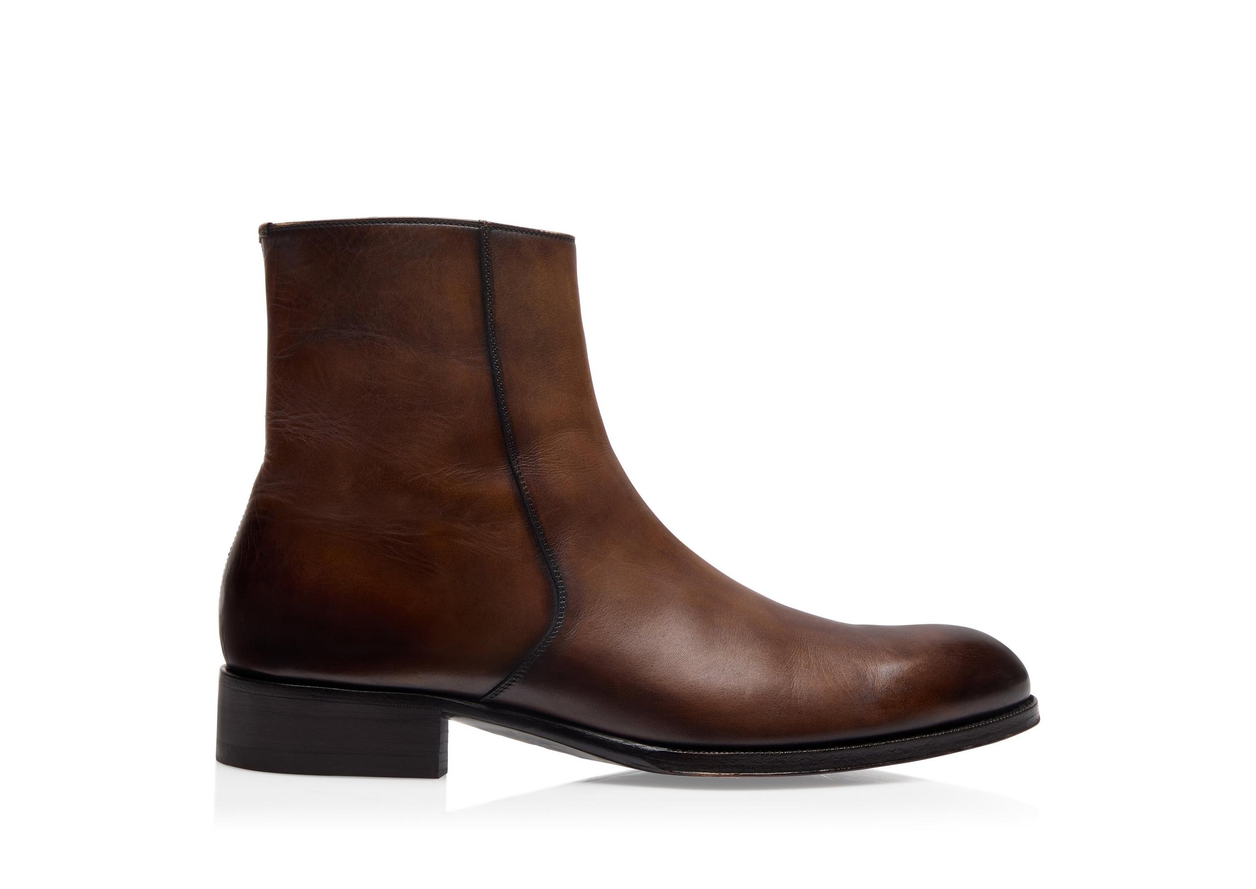 BURNISHED LEATHER EDGAR ZIP BOOT - 1