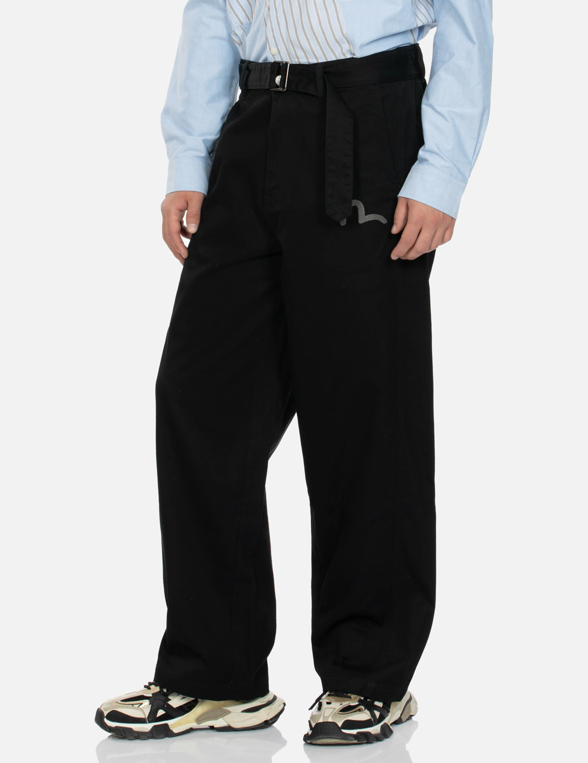 WHEEL OF WISDOM EMBROIDERY POCKET WIDE LEG WOVEN PANTS - 8