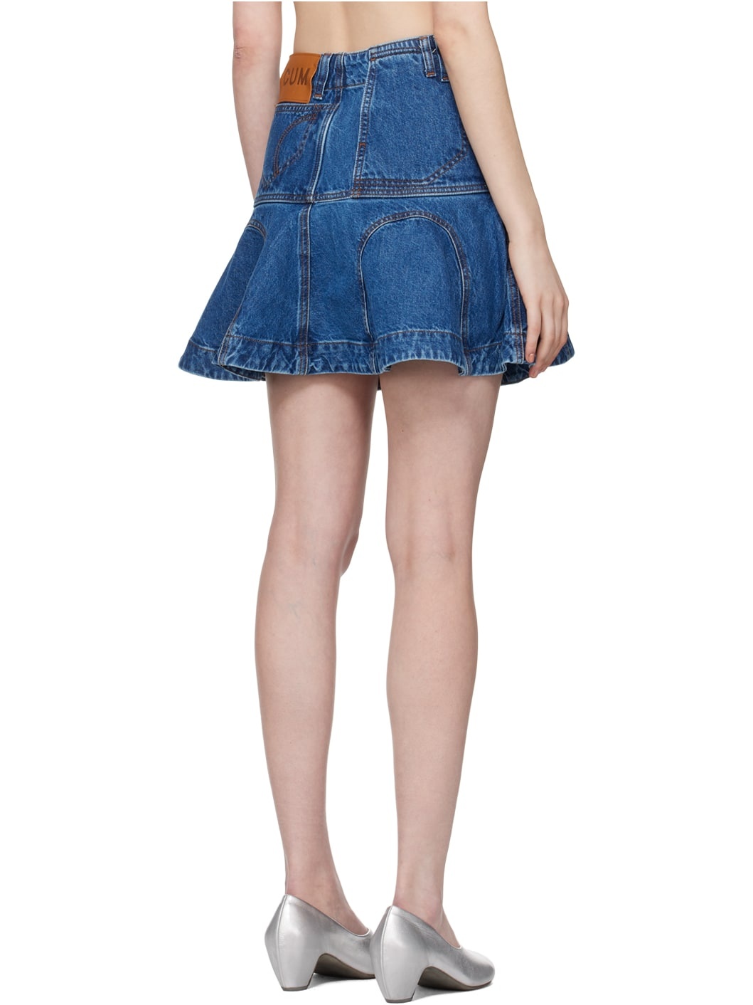 Blue Godet Denim Miniskirt - 3