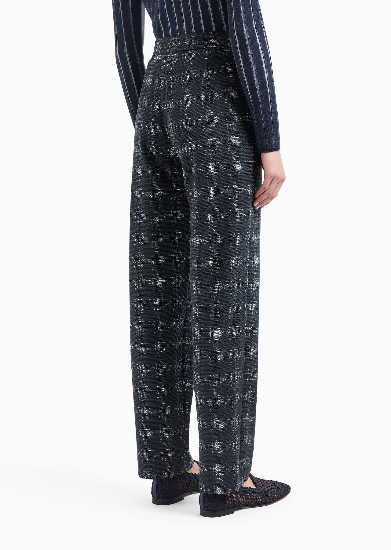 Icon jacquard jersey trousers with madras print - 3