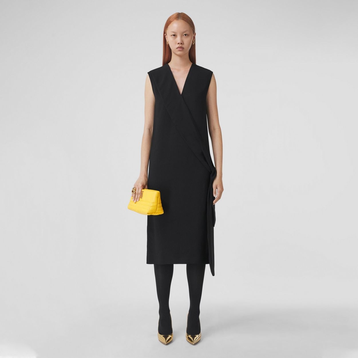 Burberry Silk Satin Sash Detail Sleeveless Dress | REVERSIBLE