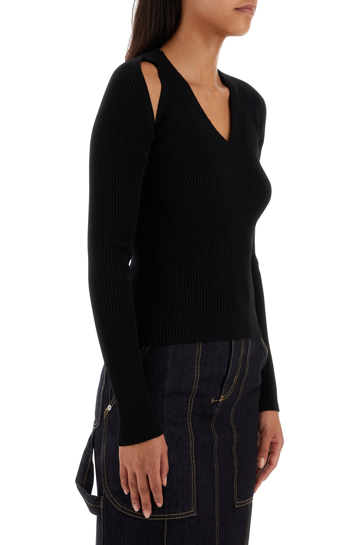 Black wool blend sweater - 3