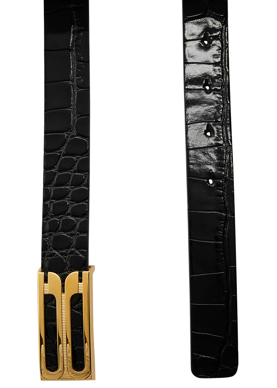 Victoria Beckham Frame Crocodile-effect Leather Belt - 3