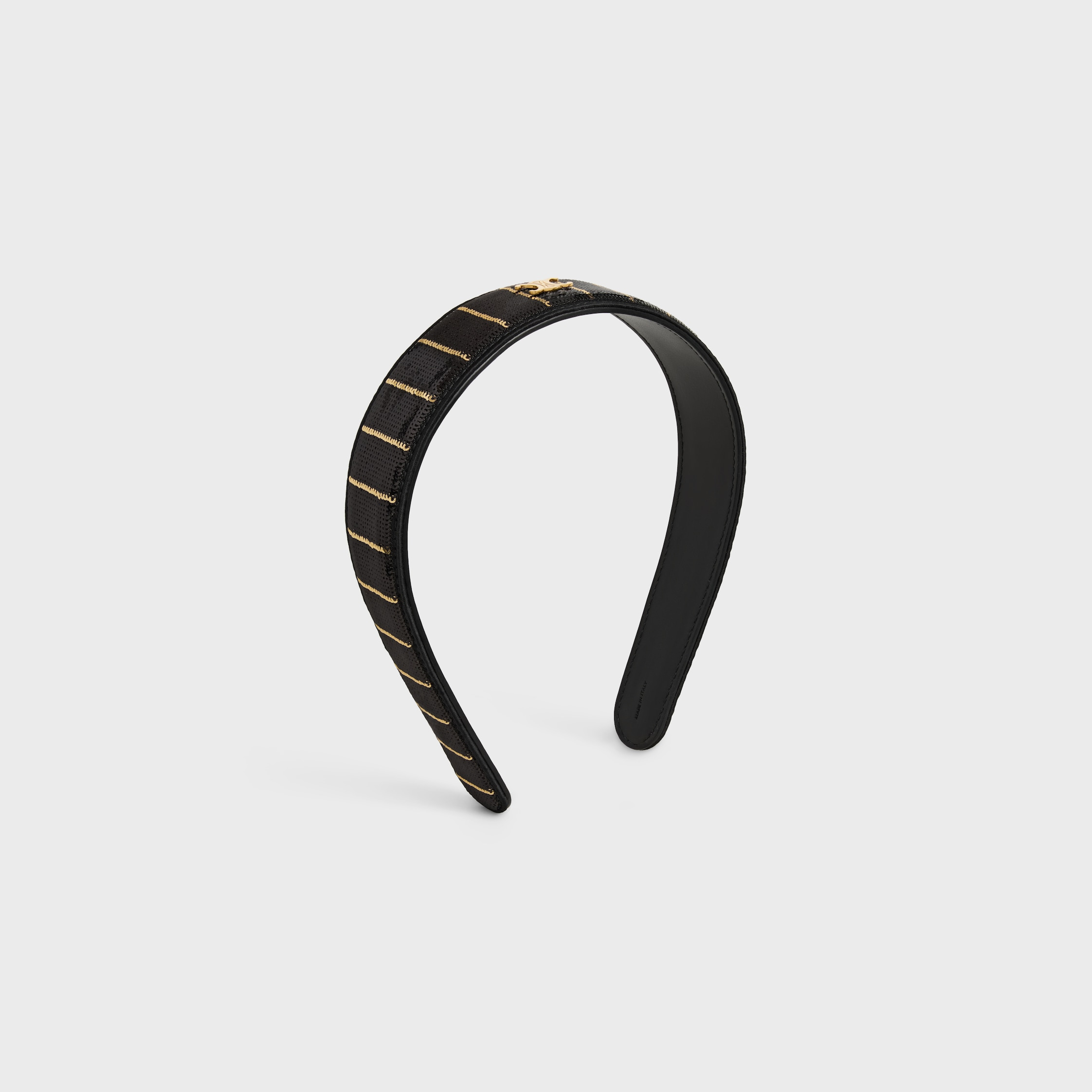 Celine Striped Sequins Headband in Calfskin, Polyester and Brass with Gold Finish - 2