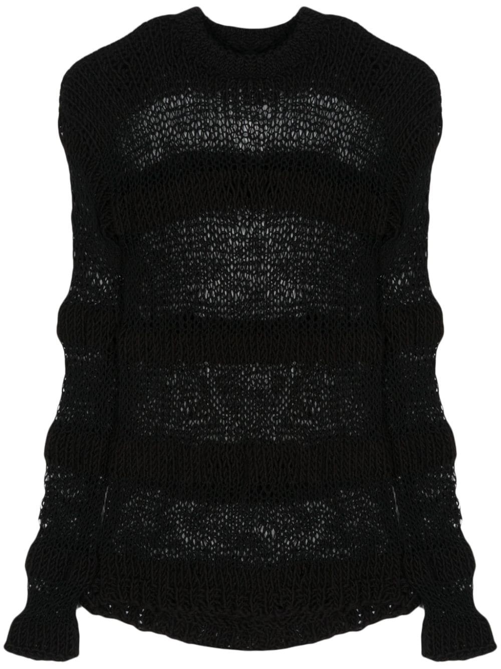 striped open-knit jumper - 1