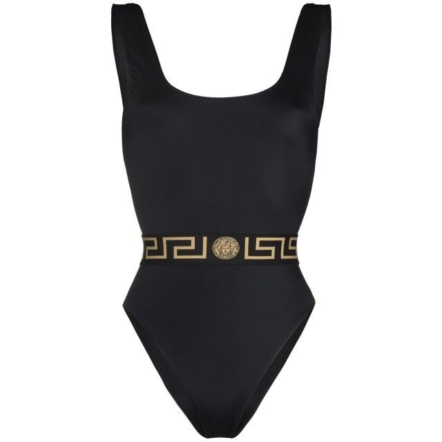 Black Greca one-piece swimsuit - 1
