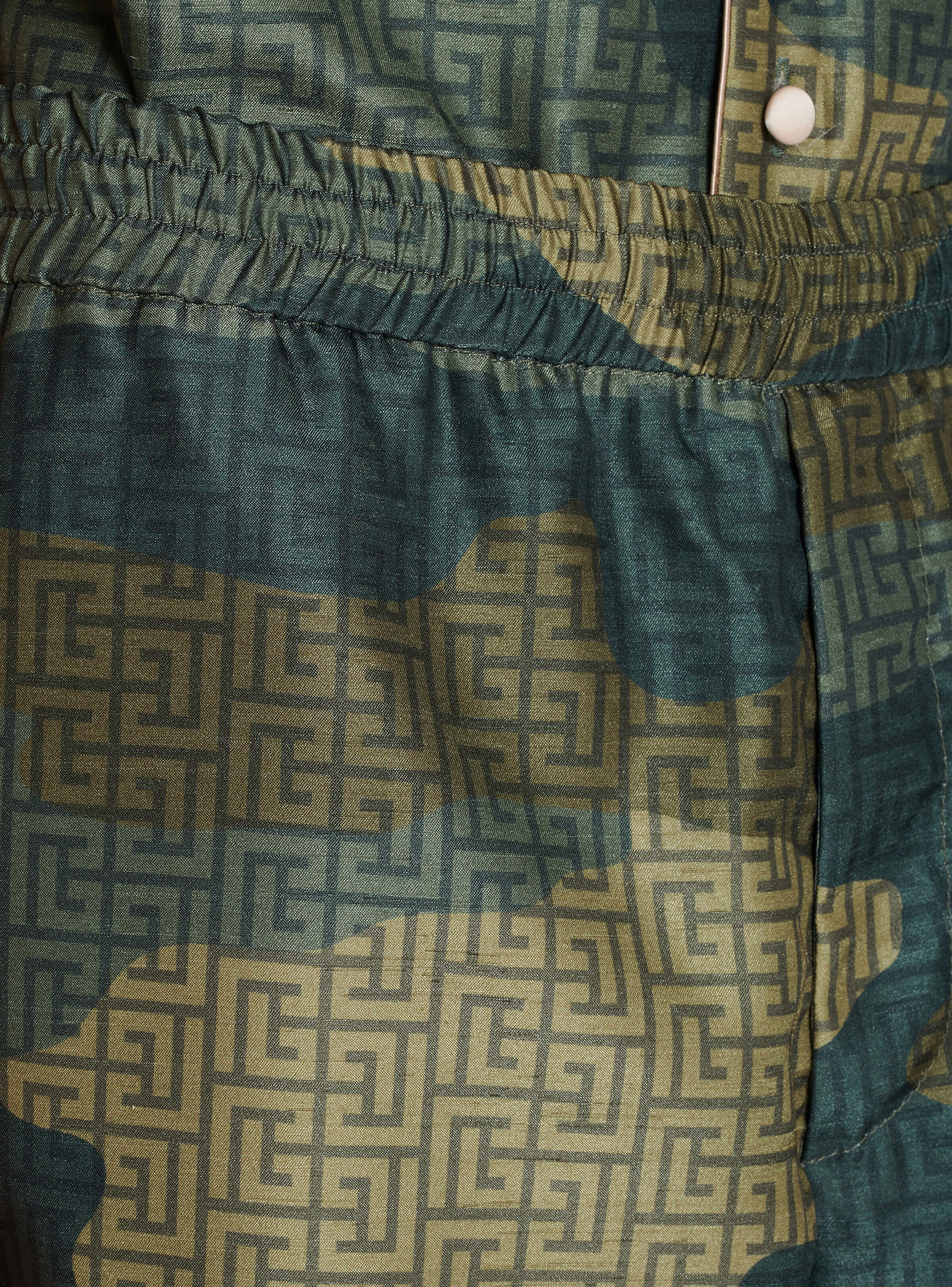 Camouflage monogrammed Shantung shorts - 7