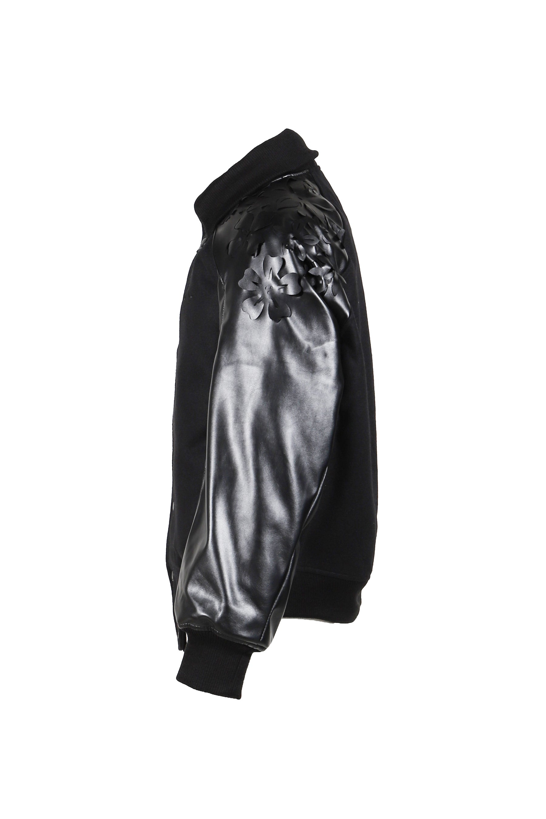 LASER-CUT FLOWER VARSITY JACKET / BLK - 7