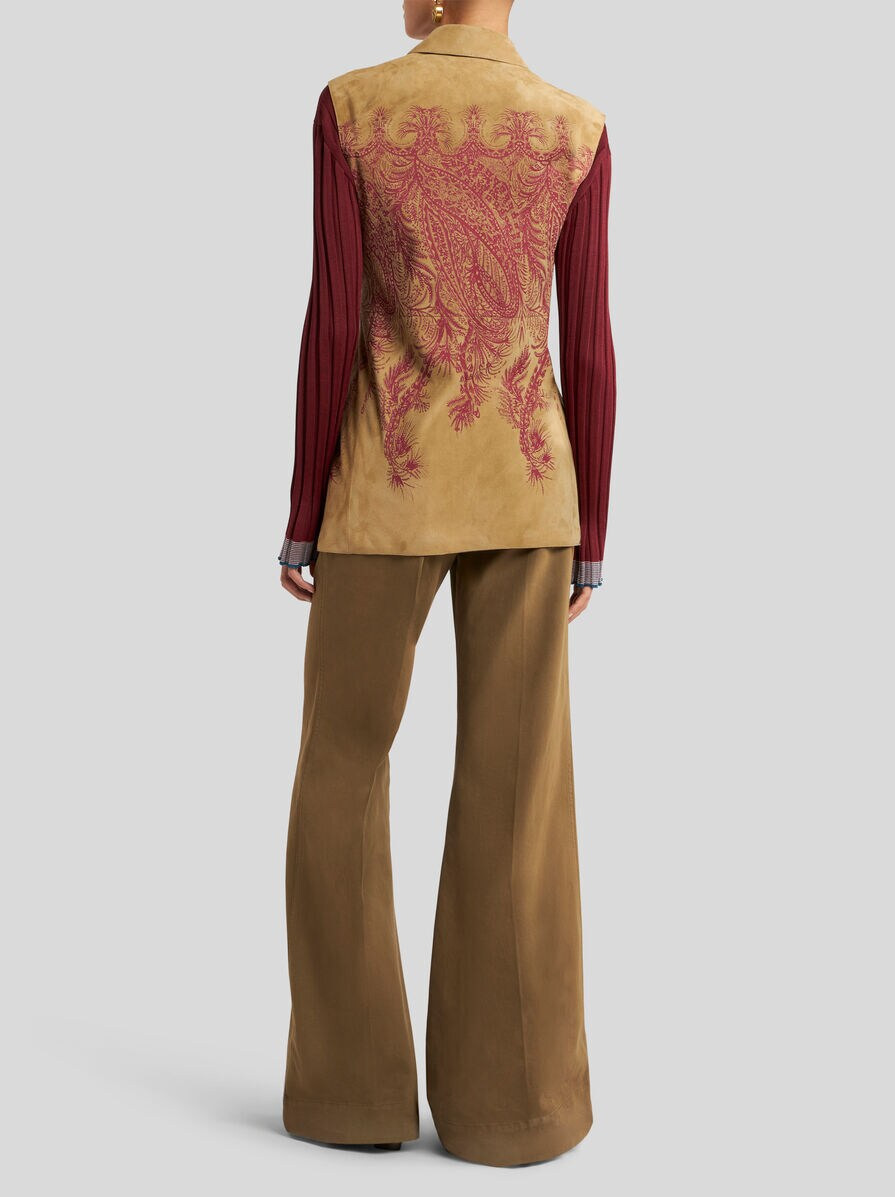 SUEDE WAISTCOAT WITH PLACED PRINT - 4