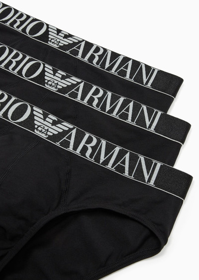 EMPORIO ARMANI Three-pack of ASV shiny logoband organic-cotton briefs outlook