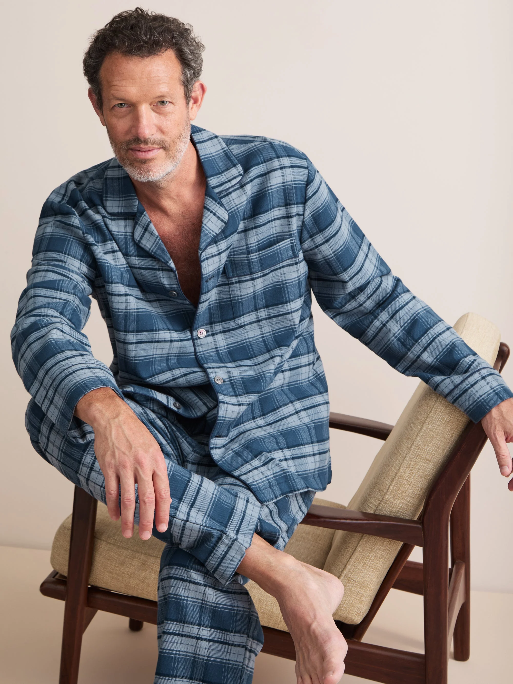 Kelburn Brushed Cotton Pajamas Blue Check - 1