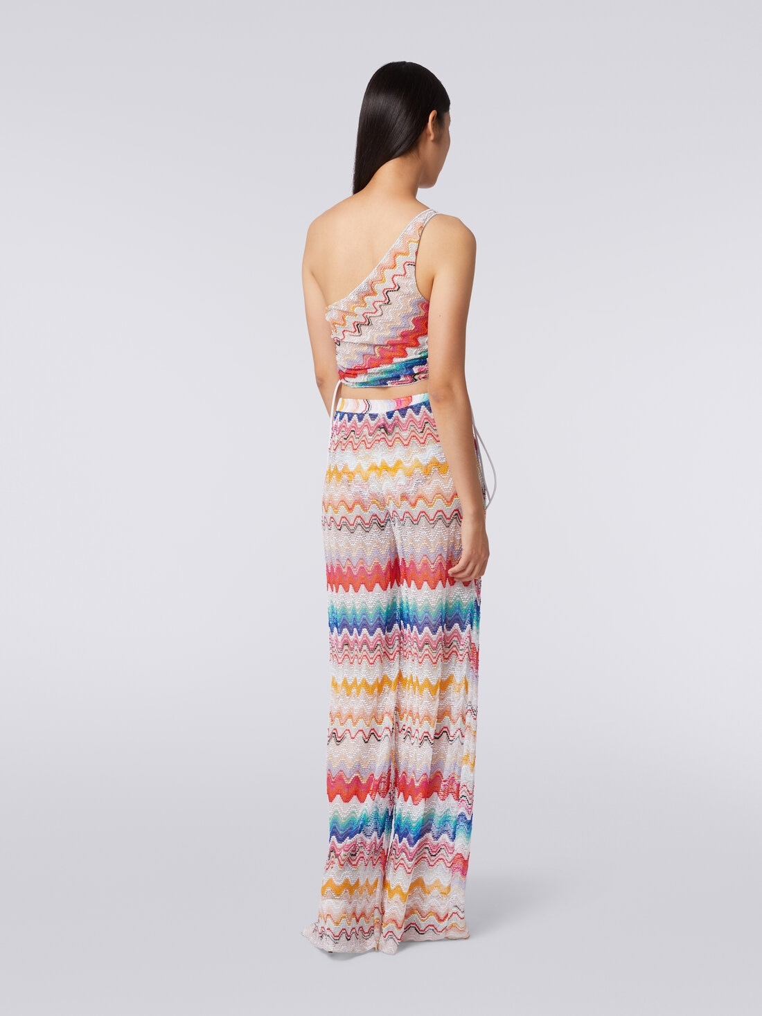 Wave motif cover up trousers with lurex - 4