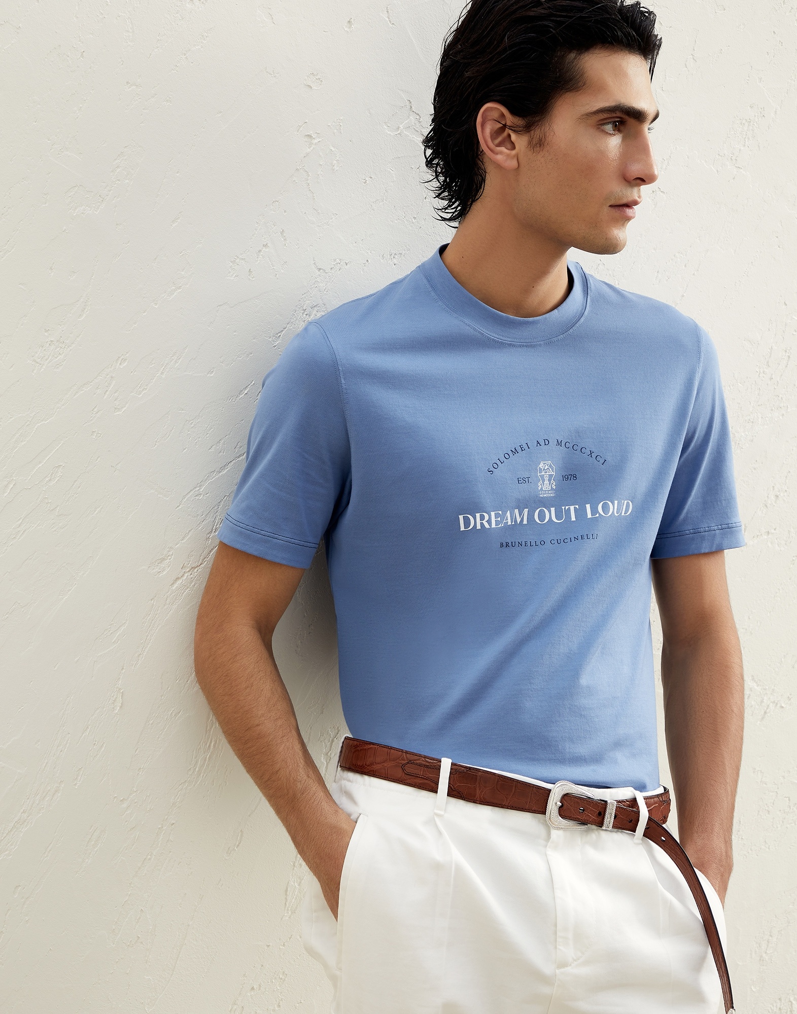 Cotton jersey slim fit crew neck T-shirt with print - 4