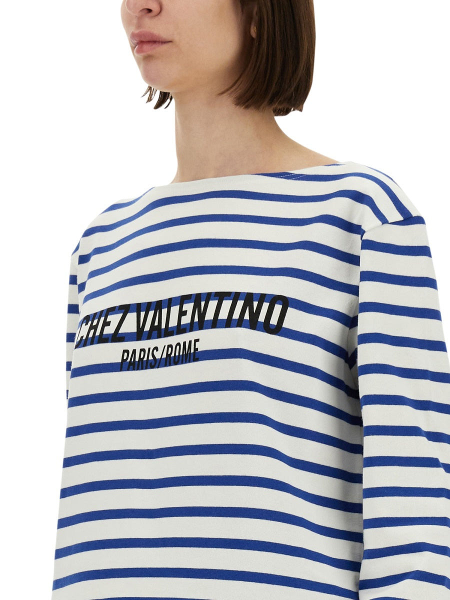 Valentino Women Cotton Long Sleeve T-Shirt With Print - 4