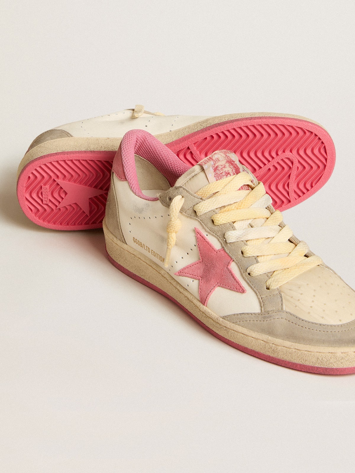 Ball Star LTD in nappa with pink suede star and dove-gray inserts - 3