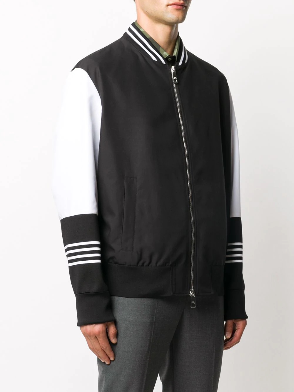 stripe-detail bomber jacket - 3