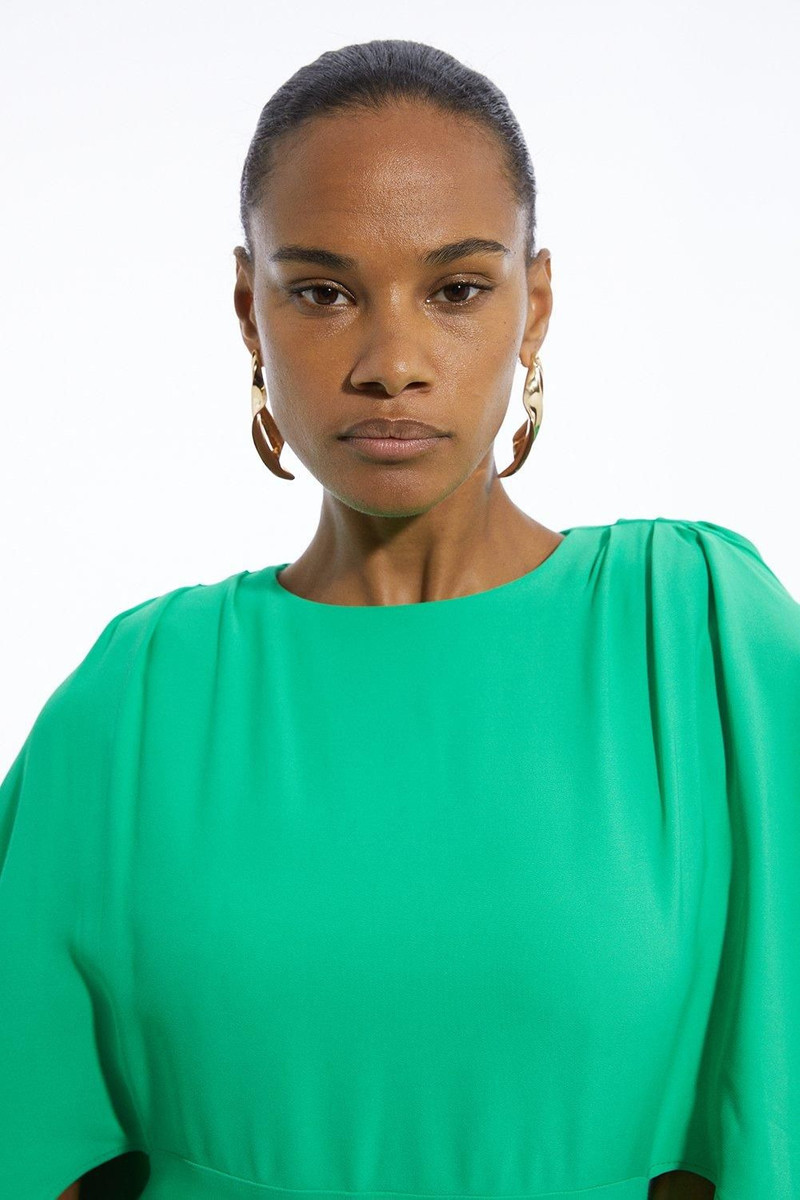 KAREN MILLEN Petite Compact Stretch Viscose Cape Detail Maxi Dress outlook