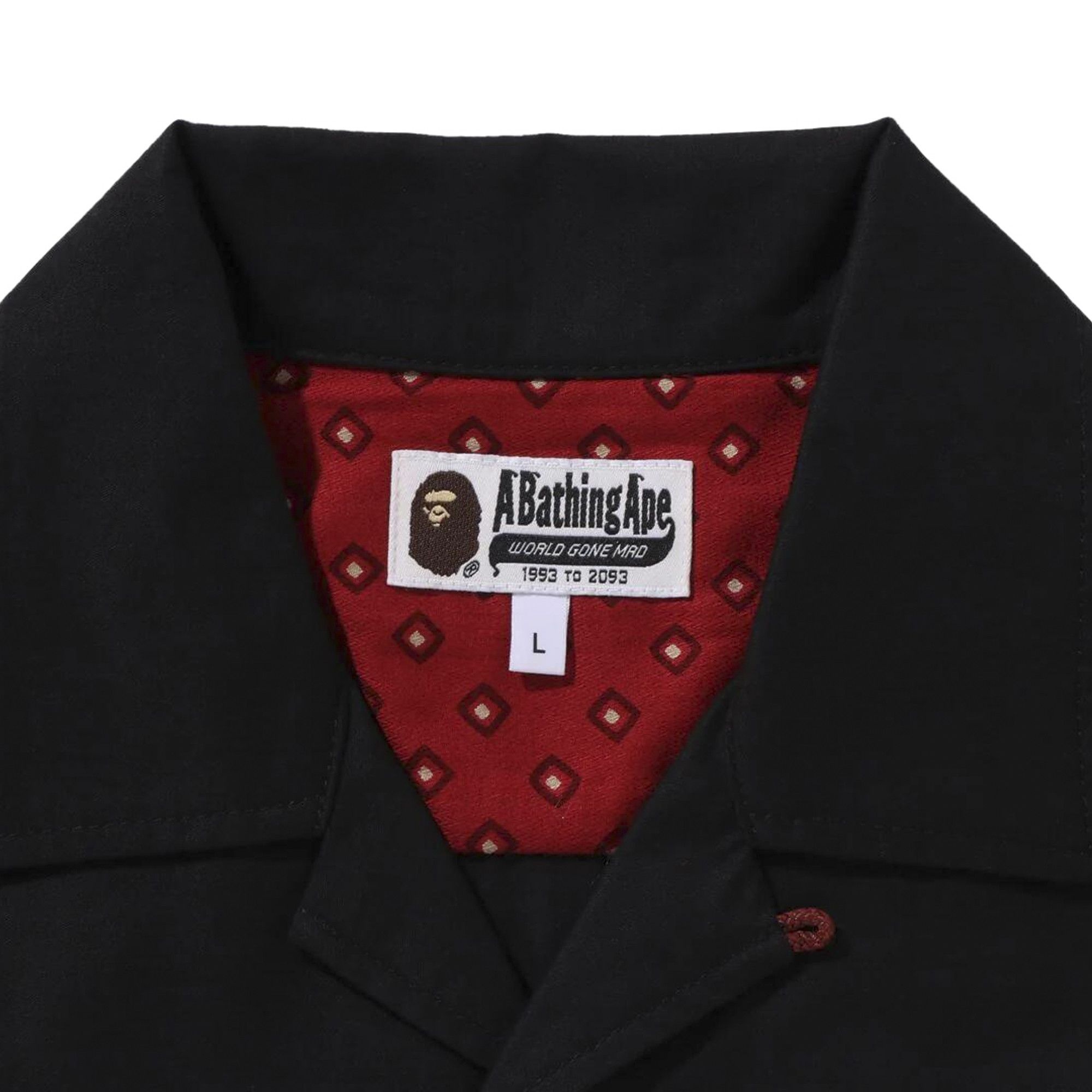 BAPE Dragon Embroidery Open Collar Shirt 'Black' - 3
