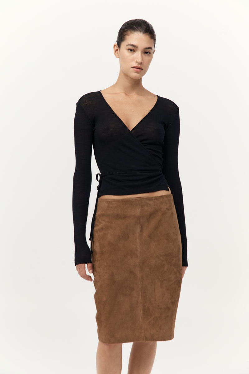 Baby Wool Wrap Top - Black 2