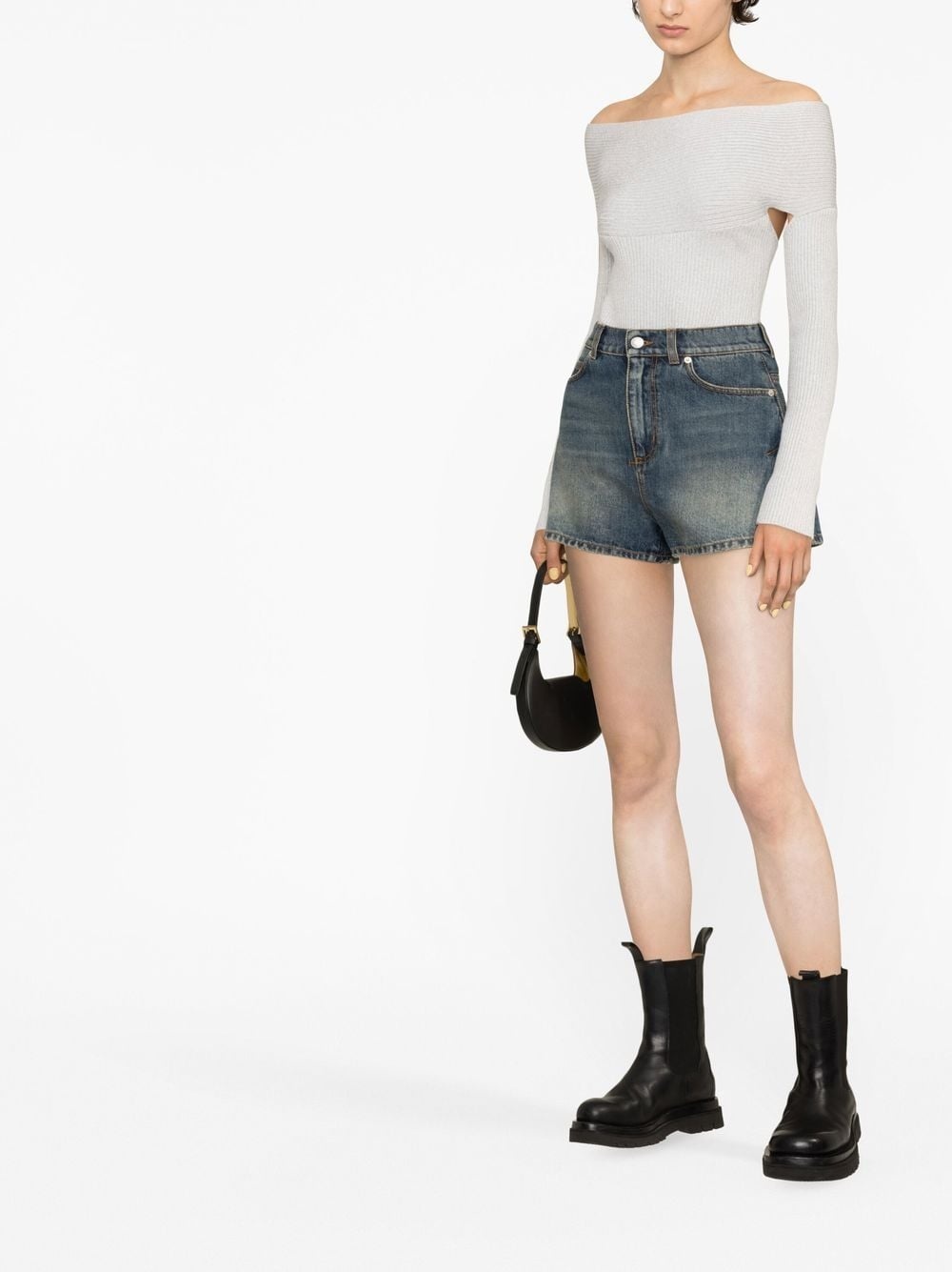 flared denim shorts - 2