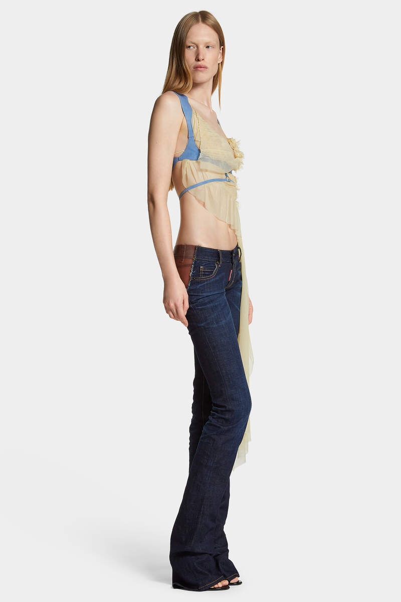 DARK URBAN WASH BOOTCUT SHARPEI PEEKABOO JEANS - 3
