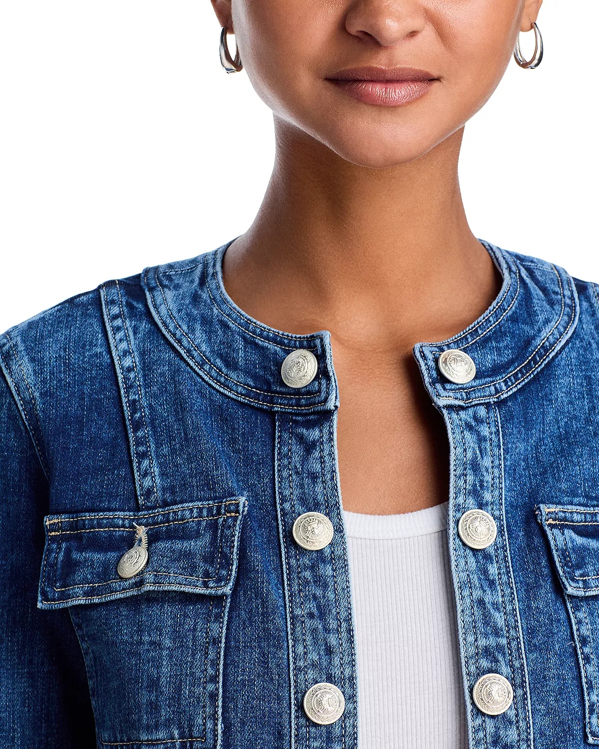 Yari Collarless Denim Jacket - 5