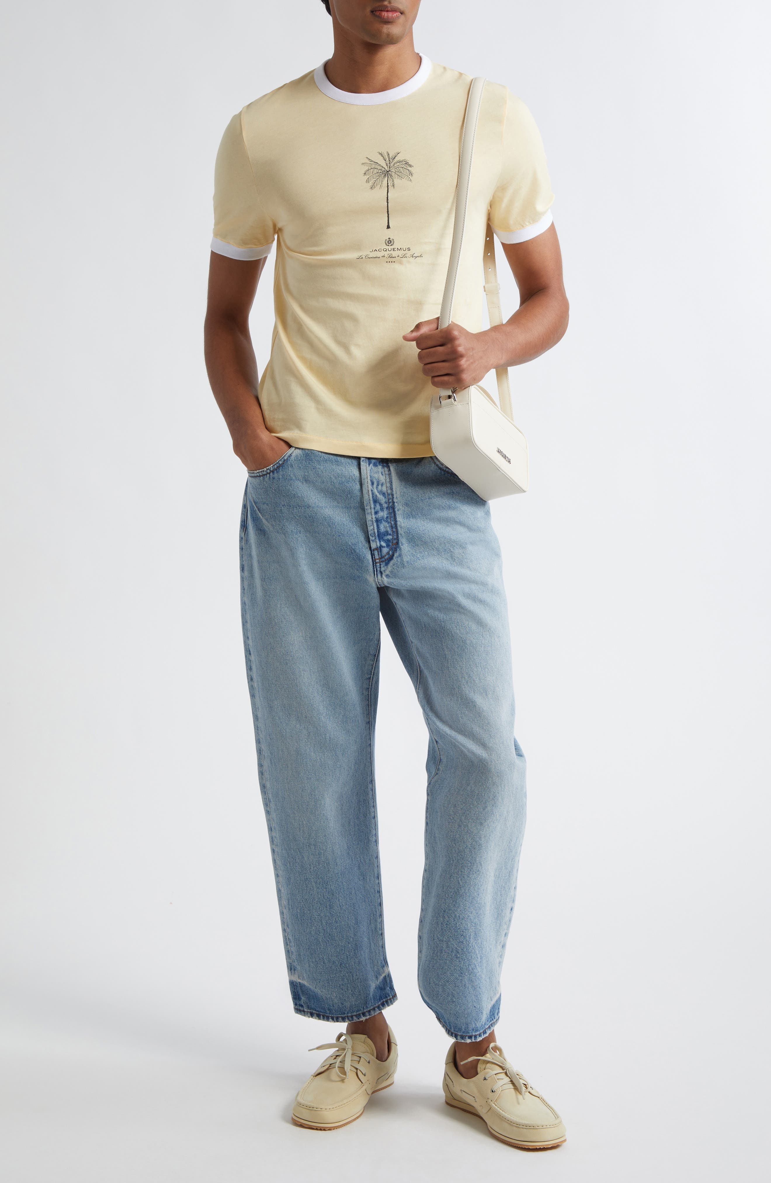 Jacquemus Le T-Shirt Venice Graphic Ringer T-Shirt in Palm Tree Beige at Nordstrom - 2