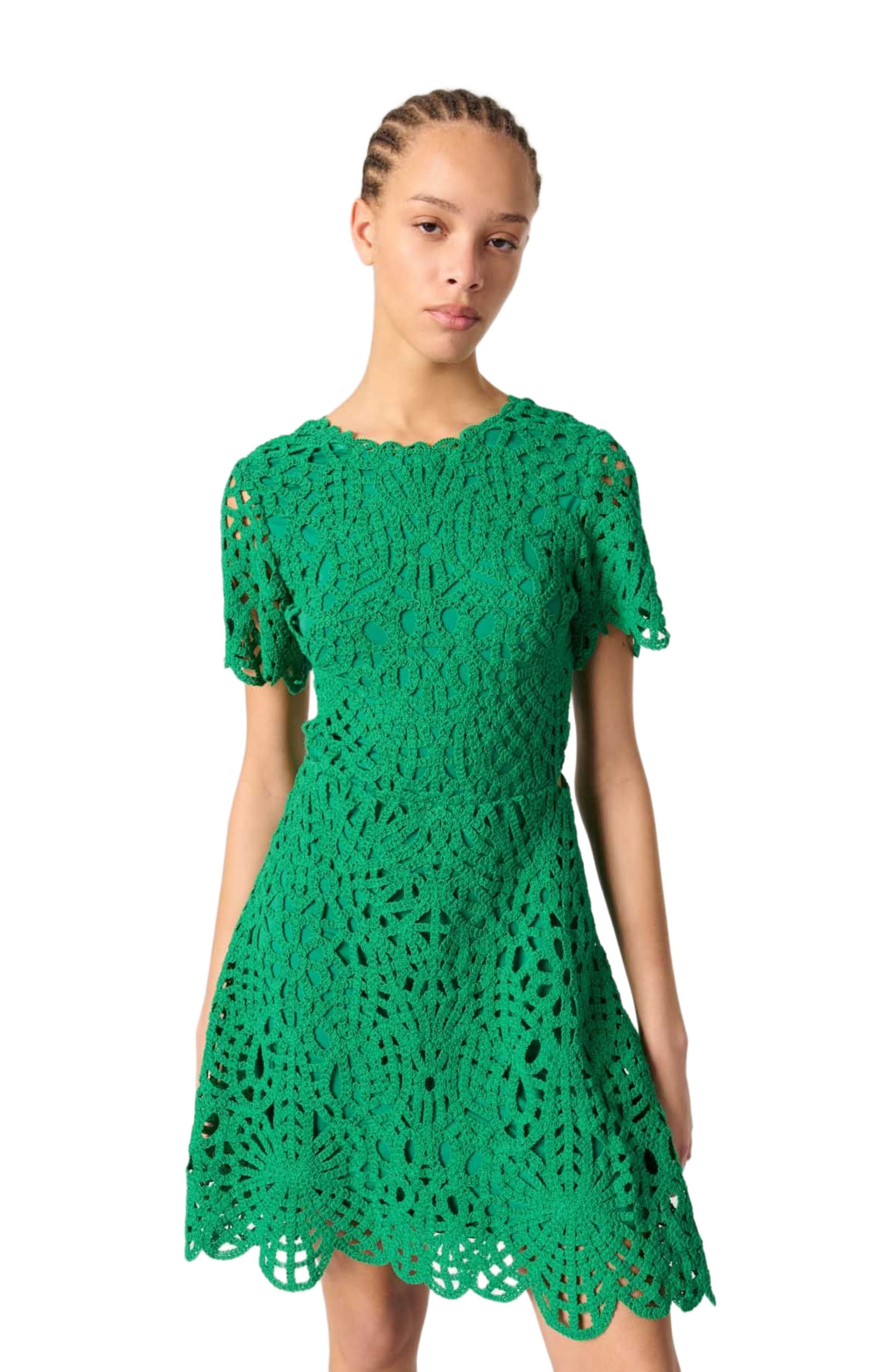 maje Short crochet dress in Green at Nordstrom - 4