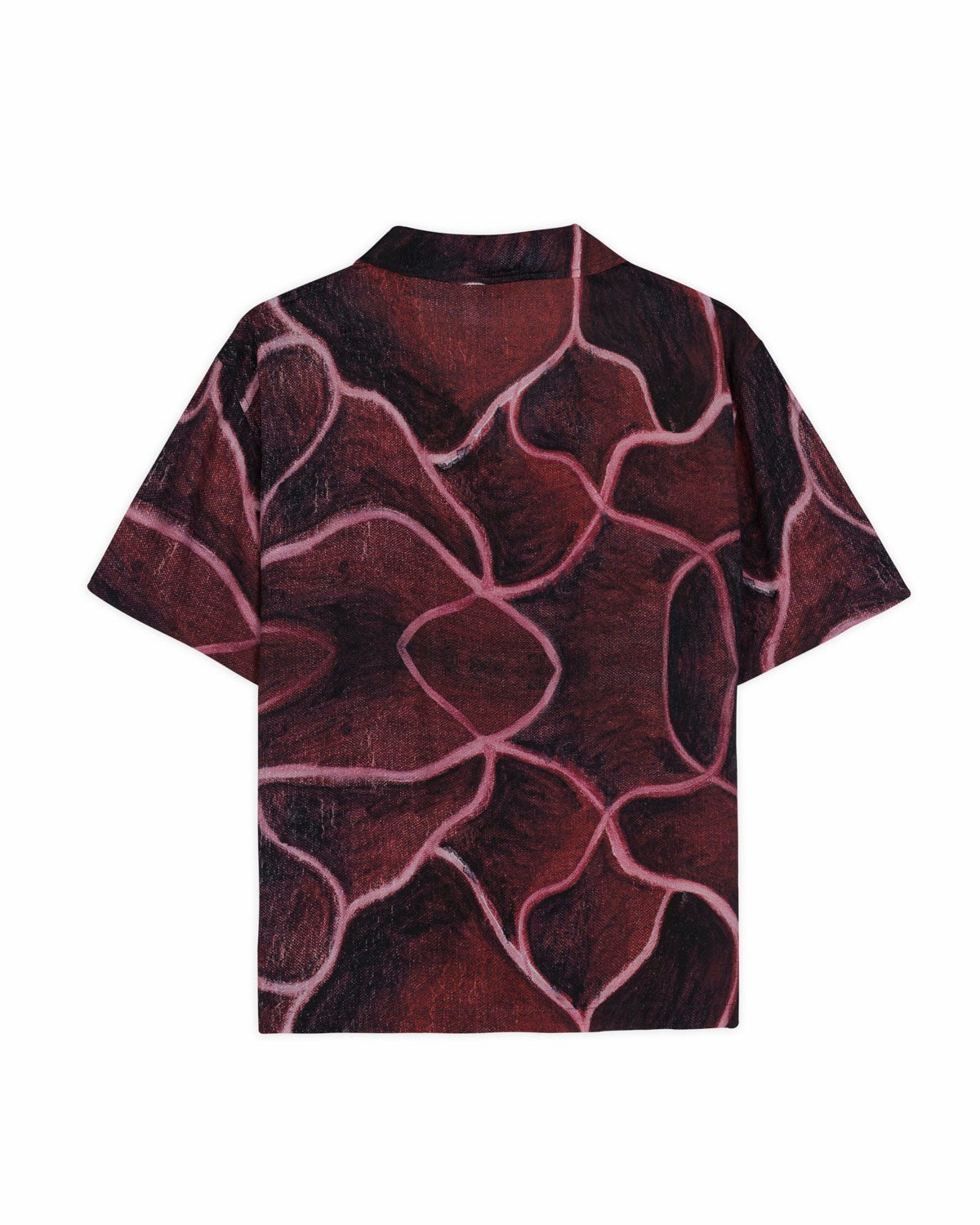 Spiral Orb Short Sleeve Button Up Shirt - Burgundy - 2